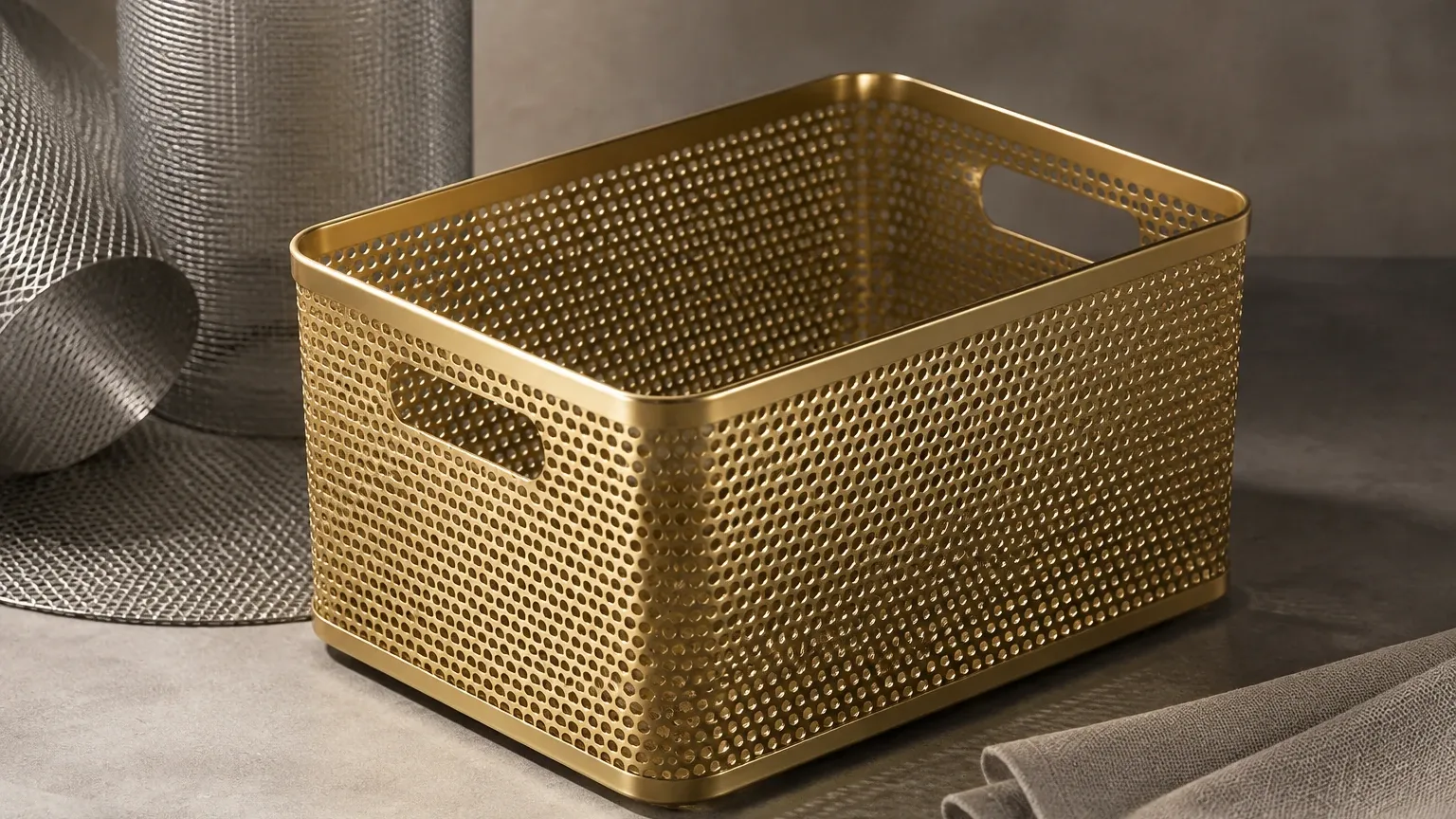 Tegan Brass Perforated Metal Storage Basket Tegan Brass Perforated Metal Storage Basket visual guide