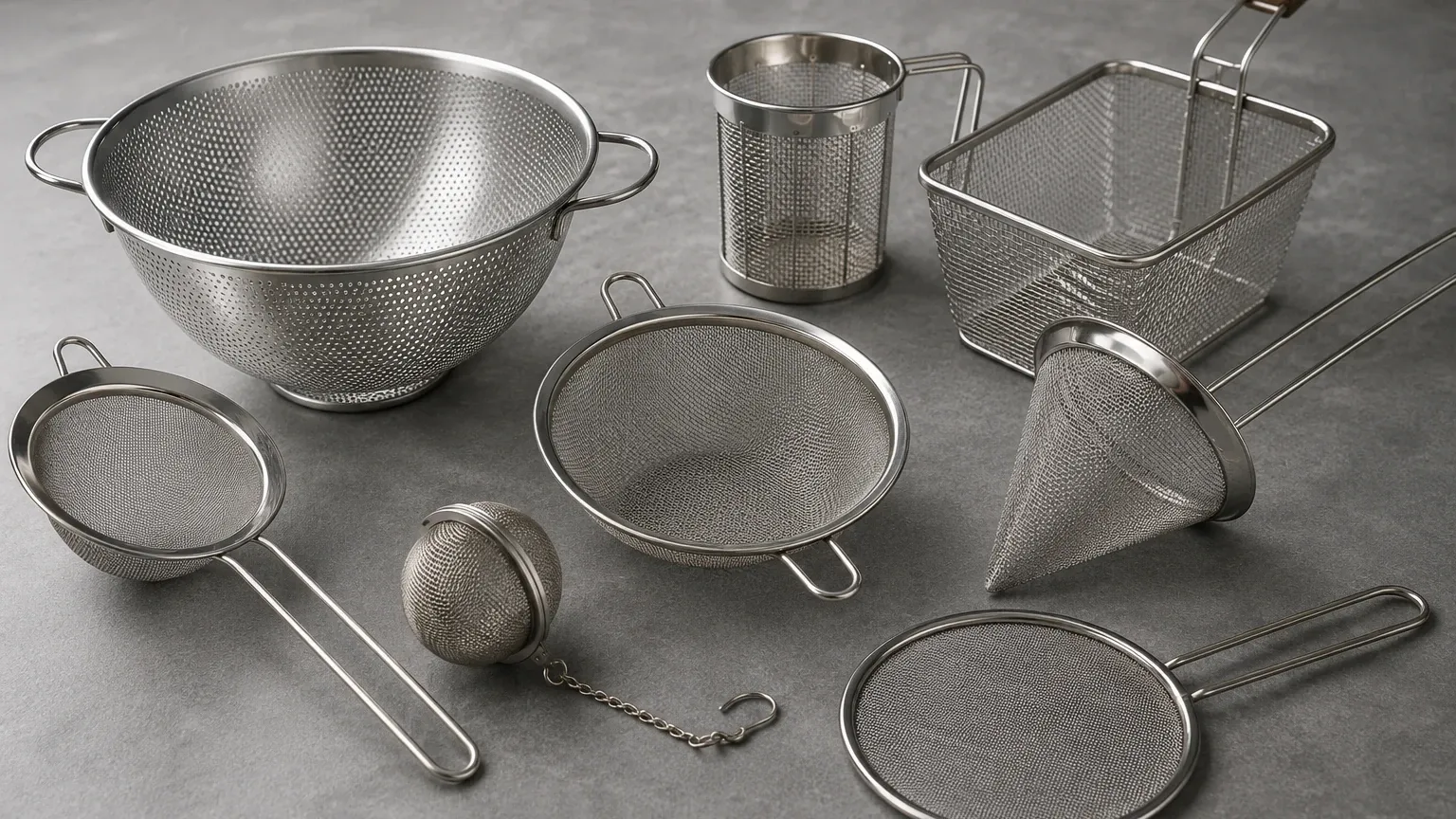 Types of Kitchen Strainers visual guide
