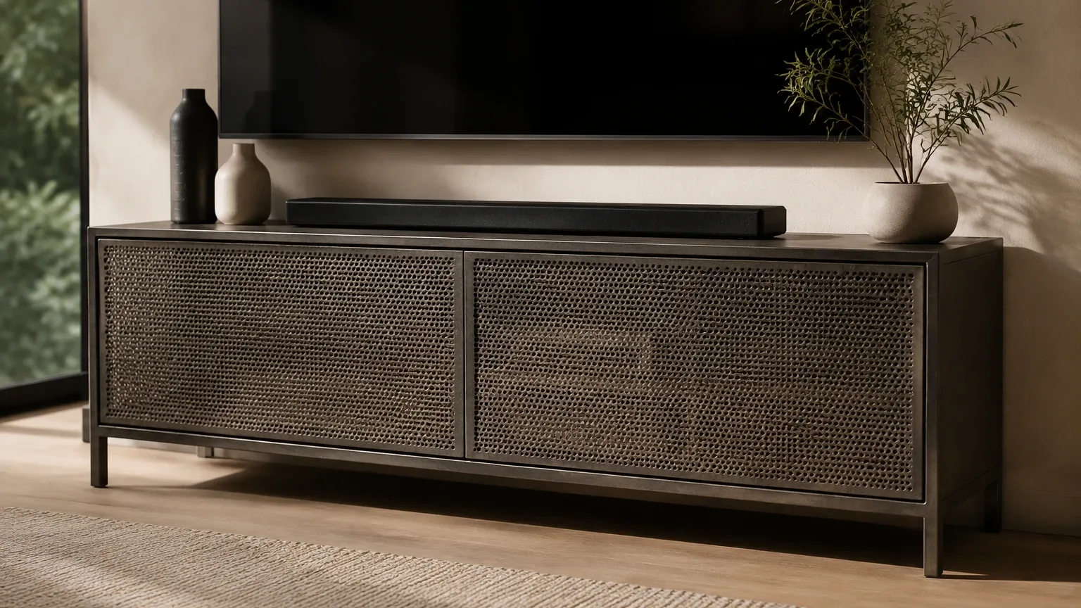 West Elm Perforated Metal Media Console West Elm Perforated Metal Media Console visual guide