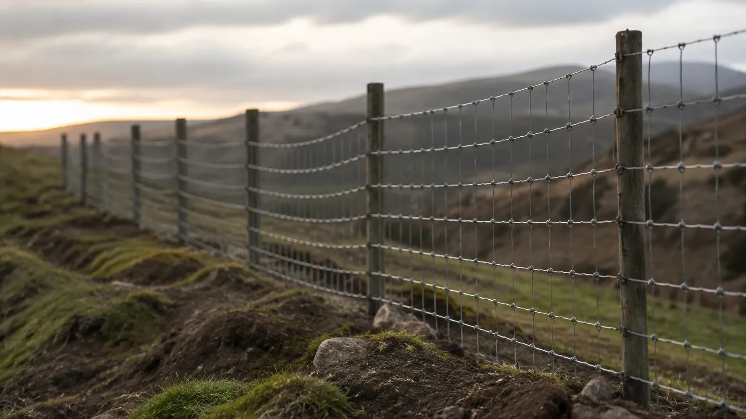 Woven Wire Fence on Uneven Ground Woven Wire Fence on Uneven Ground visual guide